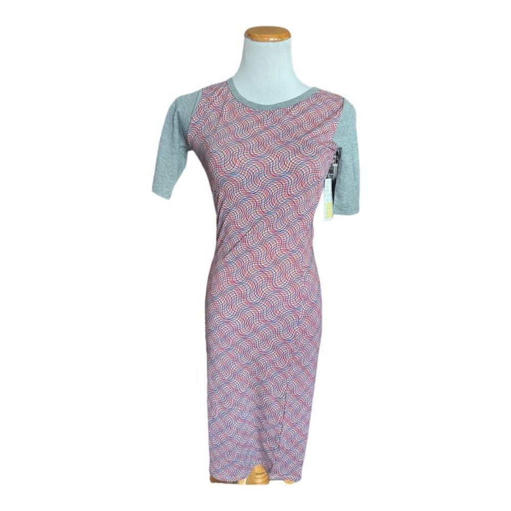 NWT Womens Lularoe Floral Julia Wave Print Jersey Bodycon Dress - Sz XXS